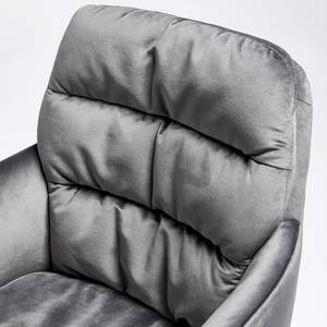 Chaise à accoudoirs Gilga rotatif - Velours / Acier - Gris argenté / Noir