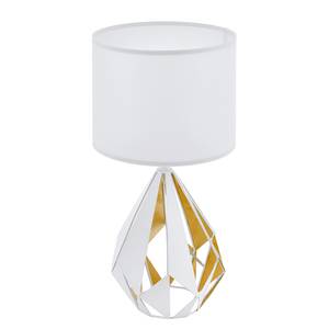 Lampe Carlton II Tissu / Acier - 1 ampoule - Blanc / Doré