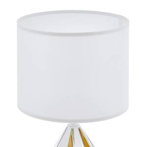 Tafellamp Carlton II geweven stof/staal - 1 lichtbron - Wit/goudkleurig