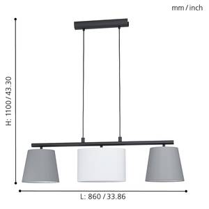Hanglamp Almeida textielmix/staal - Aantal lichtbronnen: 3