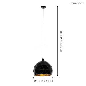 Suspension Roccaforte I Acier - 1 ampoule - Noir