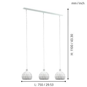 Hanglamp Roccaforte III Staal - 3 lichtbronnen - Wit