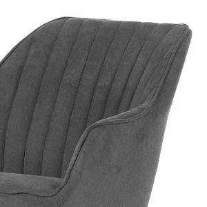 Chaise à accoudoirs Ermelo rotatif - Tissu / Chêne massif - Gris foncé - 1 set