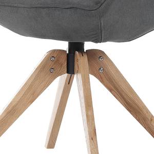 Chaise à accoudoirs Ermelo rotatif - Tissu / Chêne massif - Gris foncé - 1 set