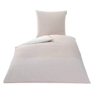 Parure de lit Bestla Coton - Blanc / Rose - 155 x 220 cm + oreiller 80 x 80 cm