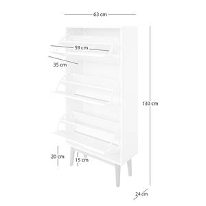 Meuble à chaussures LINDHOLM Partiellement en chêne massif - Vert menthe - Hauteur : 130 cm