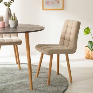 Chaise capitonnée Doskie II Lin / Chêne massif - Beige - Lot de 2