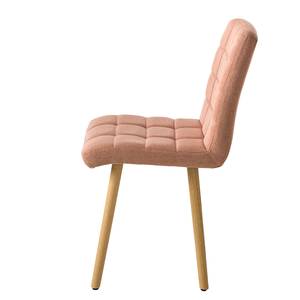 Gestoffeerde stoel Doskie II linnen/massief eikenhout - Zalmkleurig - 2-delige set