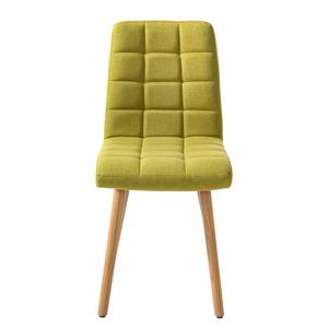 Chaise capitonnée Doskie II Lin / Chêne massif - Citron vert - Lot de 2