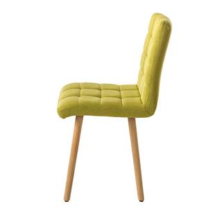 Gestoffeerde stoel Doskie II linnen/massief eikenhout - Limegroen - 2-delige set