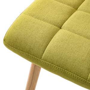 Chaise capitonnée Doskie II Lin / Chêne massif - Citron vert - Lot de 2