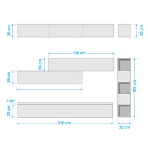 Wohnwand Infinity V (5-teilig) Weiß / Beton Dekor