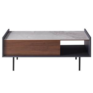 Table basse Darby Placage en bois véritable - Noyer / Gris mat