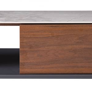 Table basse Darby Placage en bois véritable - Noyer / Gris mat