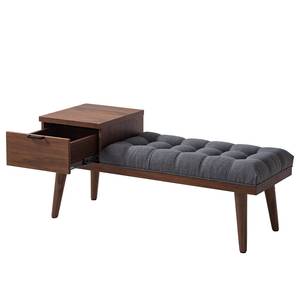 Banc d’entrée Kollund Placage en bois véritable / Tissu - Noyer / Gris