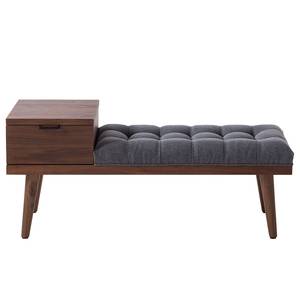 Banc d’entrée Kollund Placage en bois véritable / Tissu - Noyer / Gris