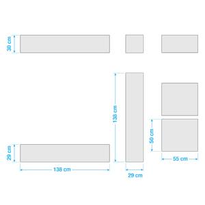 Wandmeubelset Infinity I (4-delig) Wit/Donker notenbomen look