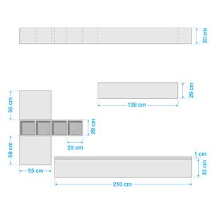 Wohnwand Infinity VI (9-teilig) Weiß / Beton Dekor