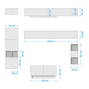 Wandmeubelset Infinity VIII (8-delig) Wit/Donker notenbomen look