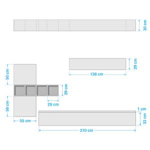 Wandmeubelset Infinity VI (9-delig) Wit/Donker notenbomen look