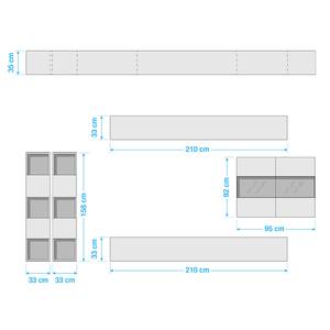 Wandmeubelset Infinity IX (5-delig) Wit/Donker notenbomen look