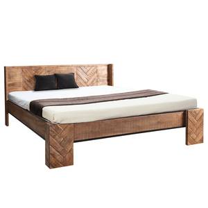 Houten bed Parquet massief acaciahout/ijzer