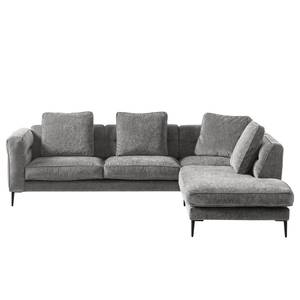 Ecksofa Gorden III Chenille - Stoff Mohs: Dunkelgrau - Ottomane davorstehend rechts