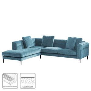 Ecksofa Gorden III Chenille - Stoff Mohs: Himmelblau - Ottomane davorstehend links