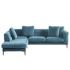 Ecksofa Gorden III Chenille - Stoff Mohs: Himmelblau - Ottomane davorstehend links