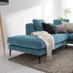 Ecksofa Gorden III Chenille - Stoff Mohs: Himmelblau - Ottomane davorstehend links