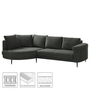 Ecksofa Mogo II Webstoff - Webstoff Inze: Dunkelgrau - Longchair davorstehend links