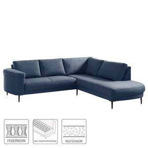 Ecksofa Mogo I Webstoff - Webstoff Inze: Blau - Ottomane davorstehend rechts