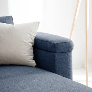 Canapé d’angle Mogo Tissu - Tissu Inze: Bleu - Méridienne courte à droite (vue de face)