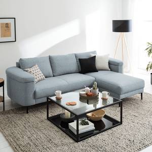 Ecksofa Mogo Webstoff - Webstoff Inze: Graublau - Longchair davorstehend rechts