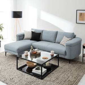 Ecksofa Mogo Webstoff - Webstoff Inze: Graublau - Longchair davorstehend links