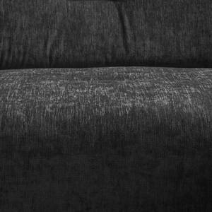 Canapé d’angle Helba II Chenille - Tissu Mohs : Noir - Méridienne longue à droite (vue de face)