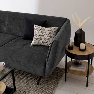 Ecksofa Helba I Chenille - Stoff Mohs: Schwarz - Longchair davorstehend links