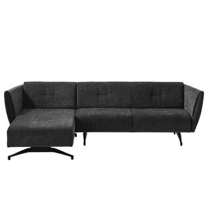 Ecksofa Helba I Chenille - Stoff Mohs: Schwarz - Longchair davorstehend links