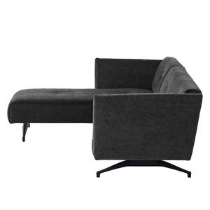 Ecksofa Helba I Chenille - Stoff Mohs: Schwarz - Longchair davorstehend links