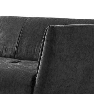 Ecksofa Helba I Chenille - Stoff Mohs: Schwarz - Longchair davorstehend links