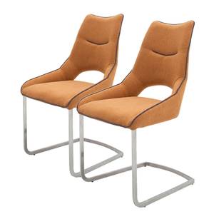 Chaises cantilever Nidri (lot de 2) Tissage à plat / Acier inoxydable - Orange