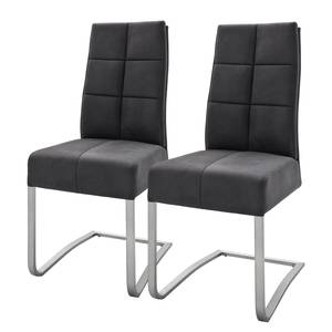 Chaises cantilever Bury II (lot de 2) Imitation cuir / Acier inoxydable - Gris