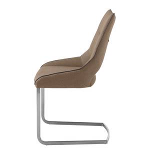 Chaises cantilever Nidri (lot de 2) Tissage à plat / Acier inoxydable - Cappuccino