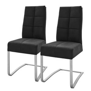 Chaises cantilever Bury II (lot de 2) Imitation cuir / Acier inoxydable - Noir