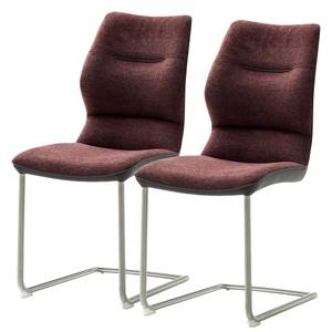 Chaises cantilever Kiama (lot de 2) Imitation cuir / Tissé à plat - Acier inoxydable - Bordeaux