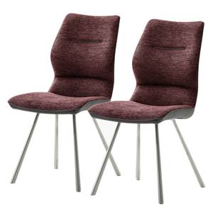 Chaises Kiama (lot de 2) Imitation cuir / Tissé à plat - Acier inoxydable - Bordeaux