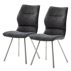 Chaises Kiama (lot de 2) Imitation cuir / Tissé à plat - Acier inoxydable - Anthracite