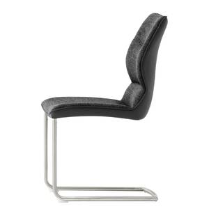 Chaises cantilever Kiama (lot de 2) Imitation cuir / Tissé à plat - Acier inoxydable - Anthracite