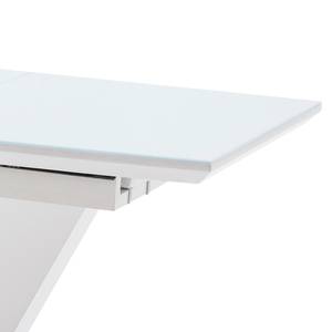 Table Hetti Verre - Blanc brillant / Acier inoxydable - Largeur : 120 cm