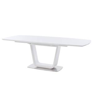 Table Abasa Verre / Acier inoxydable - Blanc brillant / Acier inoxydable